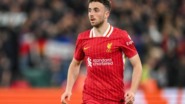 Diogo Jota of Liverpool in action during the UEFA Champions League - League Stage match Liverpool vs Bologna at Anfield, Liverpool, United Kingdom, 2nd October 2024 — Photo by operations@newsimages.co.uk