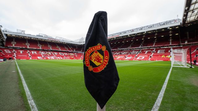 A general view of Old Trafford, today with black corner flags in remembrance to the Munich air disaster which occurred on February 6th 1958 Home of Manchester United, ahead of the Premier League match Manchester United vs Crystal Palace at Old Traffo — Photo by operations@newsimages.co.uk