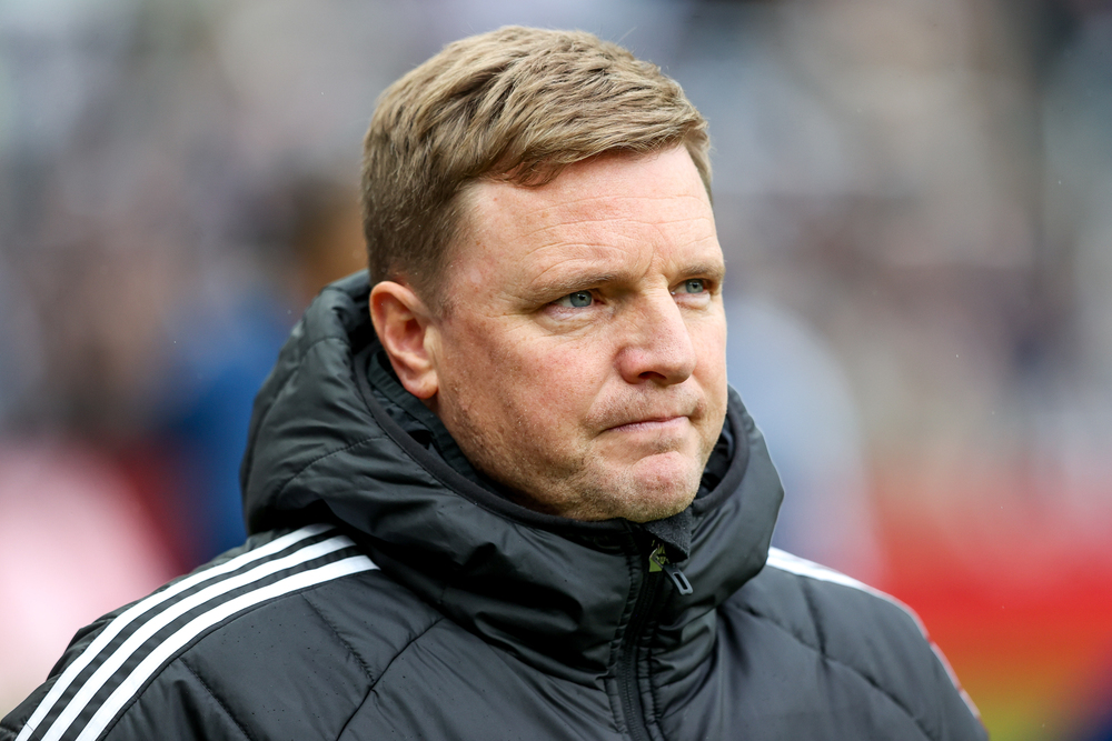 Eddie Howe of Newcastle United looks on during the Premier League match Newcastle United vs Nottingham Forest at St. James's Park, Newcastle, United Kingdom, 23rd February 2025 (Photo by Alfie Cosgrove/News Images)