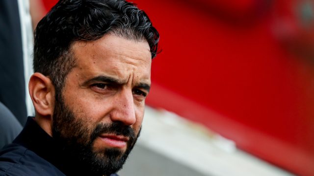 Ruben Amorim of Manchester United looks on prior to the Premier League match Brentford vs Manchester United at The Gtech Community Stadium, London, United Kingdom, 4th May 2025 (Photo by Izzy Poles/News Images)