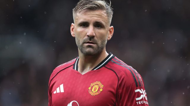 Luke Shaw of Manchester United during the Premier League match Manchester United vs Burnley at Old Trafford, Manchester, United Kingdom, 30th August 2025 — Photo by operations@newsimages.co.uk