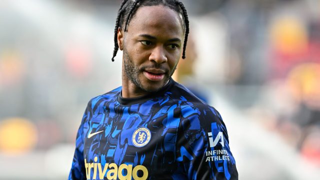 Raheem Sterling of Chelsea warms up ahead of the match, during the Premier League match Brentford vs Chelsea at The Gtech Community Stadium, London, United Kingdom, 2nd March 202 — Photo by operations@newsimages.co.uk