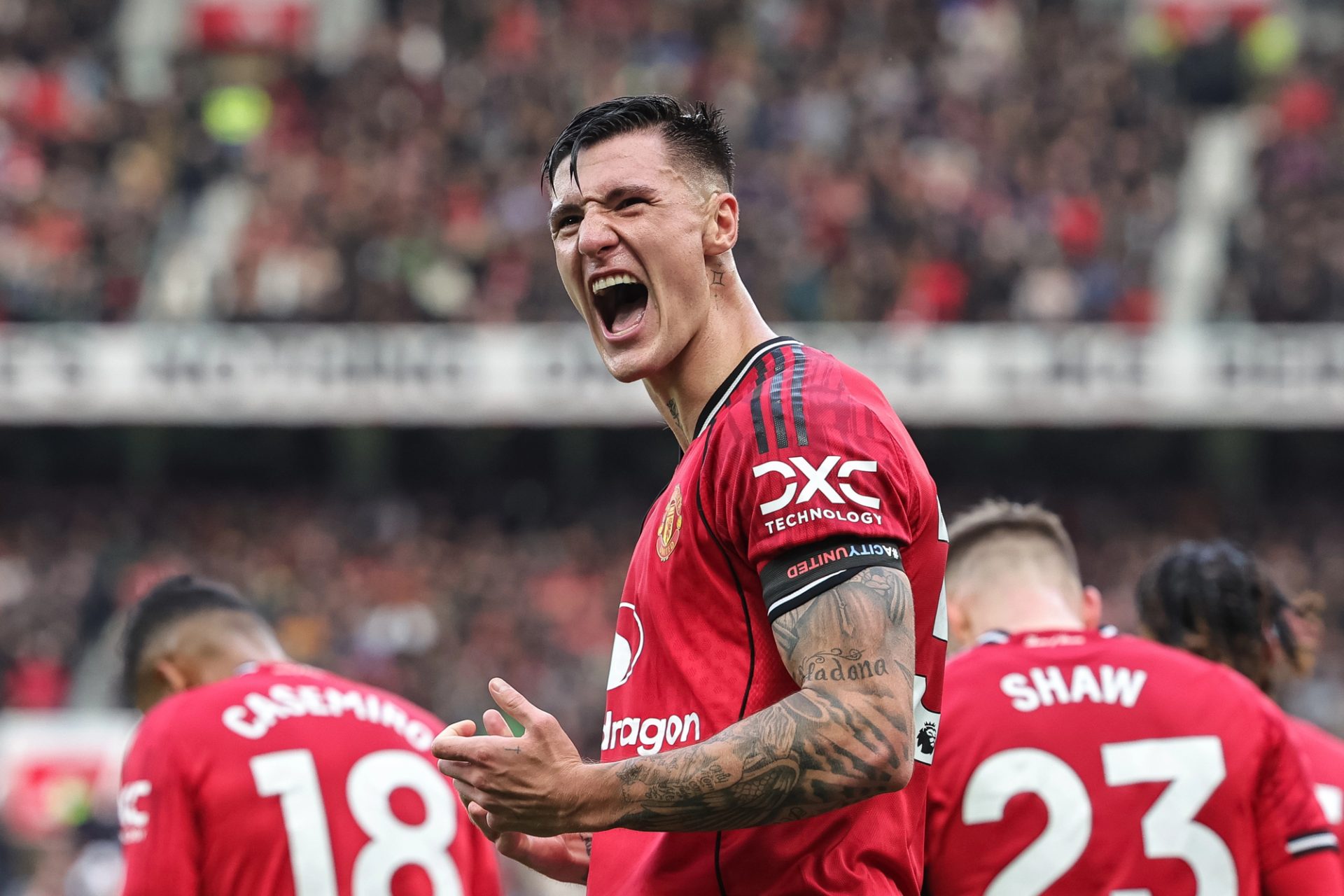 Benjamin Sesko of Manchester United scores to make it 2-0 during the Premier League match Manchester United vs Sunderland at Old Trafford, Manchester, United Kingdom, 4th October 2025 — Photo by operations@newsimages.co.uk
