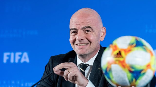 Gianni Infantino, the current president of FIFA, attends the FIFA Council Meeting at which FIFA officially announces that 2021 FIFA Club World Cup will be held in China, in Shanghai, China, 24 October 2019. *** Local Caption *** fachaoshi — Photo by IC Photo