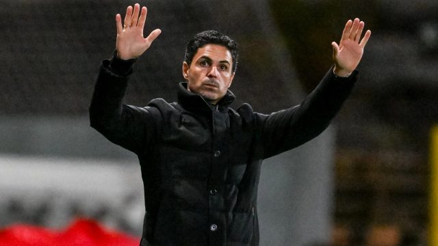 Mikel Arteta, manager of Arsenal, during the Carabao Cup Round 3 match Port Vale vs Arsenal at Vale Park, Burslem, United Kingdom, 24th September 2025 — Photo by operations@newsimages.co.uk