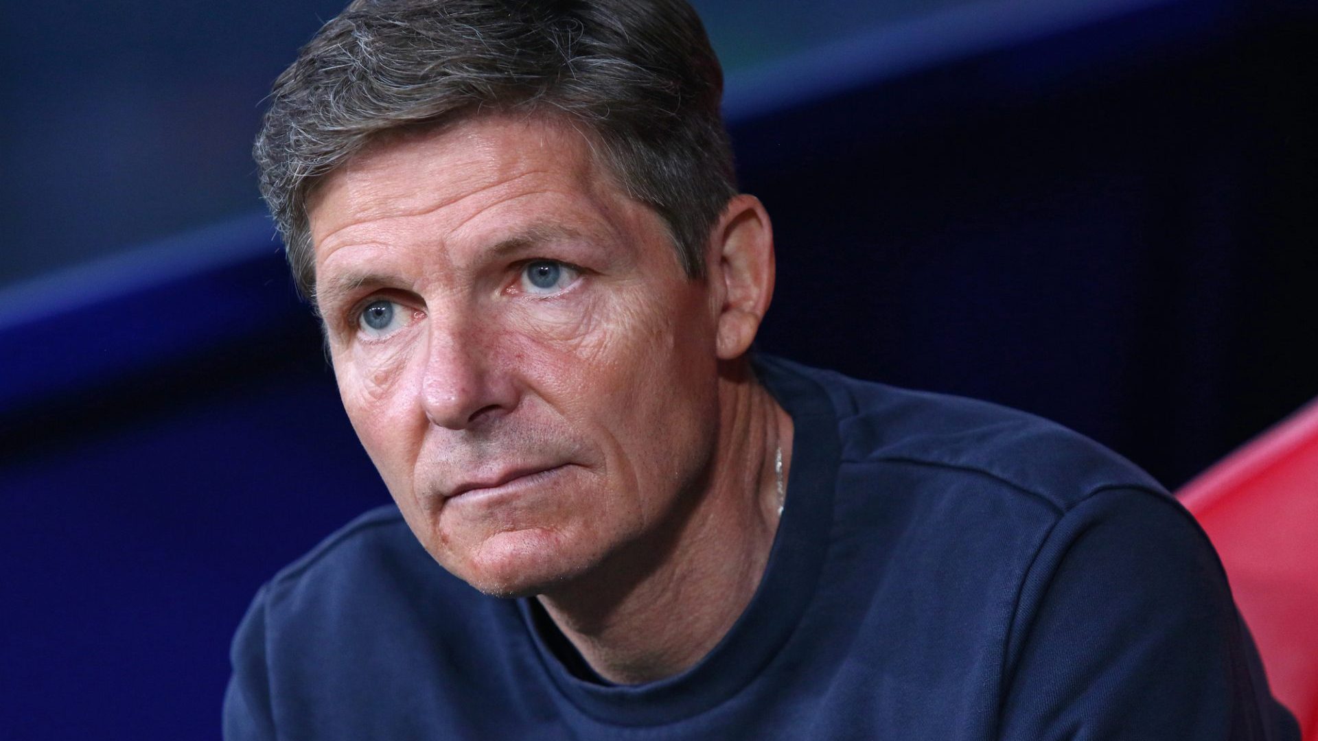Leipzig, Germany - May 27, 2026: Crystal Palace manager Oliver Glasner looks on during the UEFA Conference League Final game against Rayo Vallecano at Leipzig Stadium in Leipzig, Germany — Photo by katatonia82