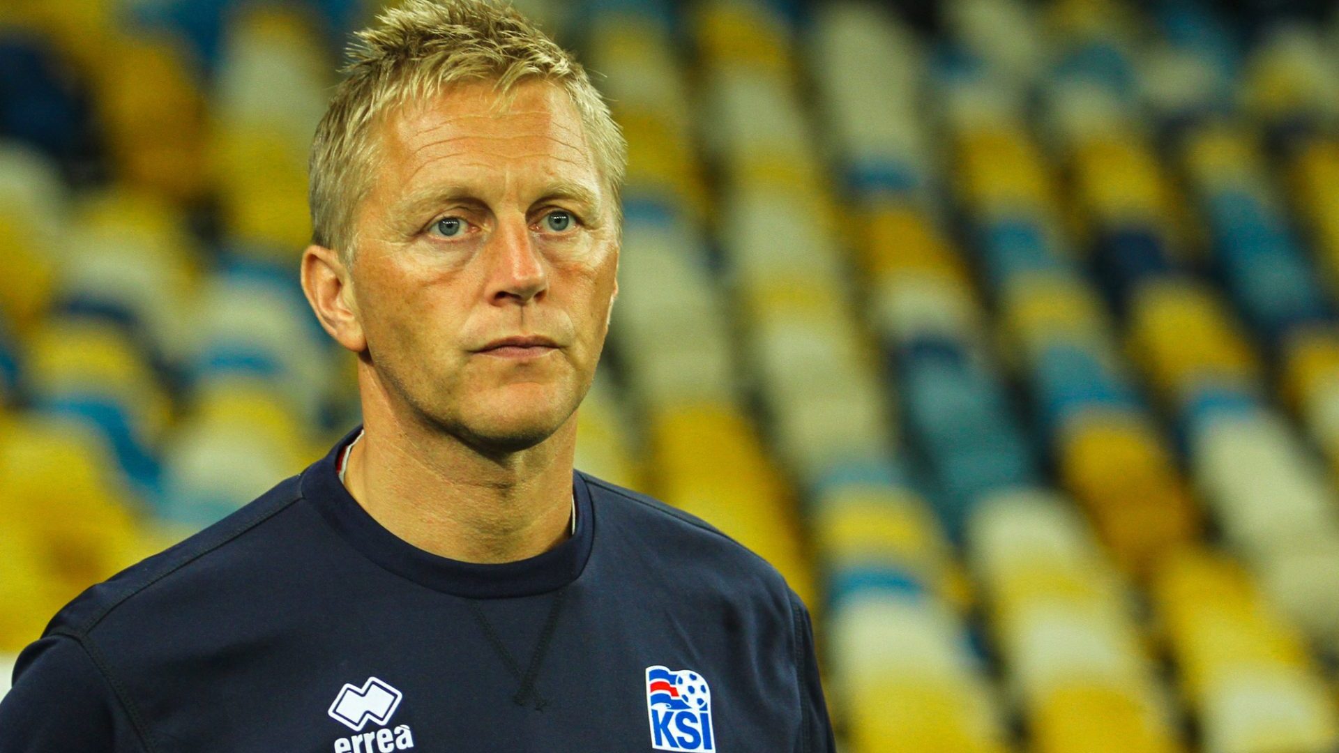 KYIV, 5 SEPTEMBER 2016 - Iceland coach Heimir Hallgrimsson during the match selection to the FIFA World Cup 2018 European Qualifying Ukraine - Iceland at the NSC Olimpiyskiy Stadium in Kyiv, Ukraine — Photo by olegda88.gmail.com