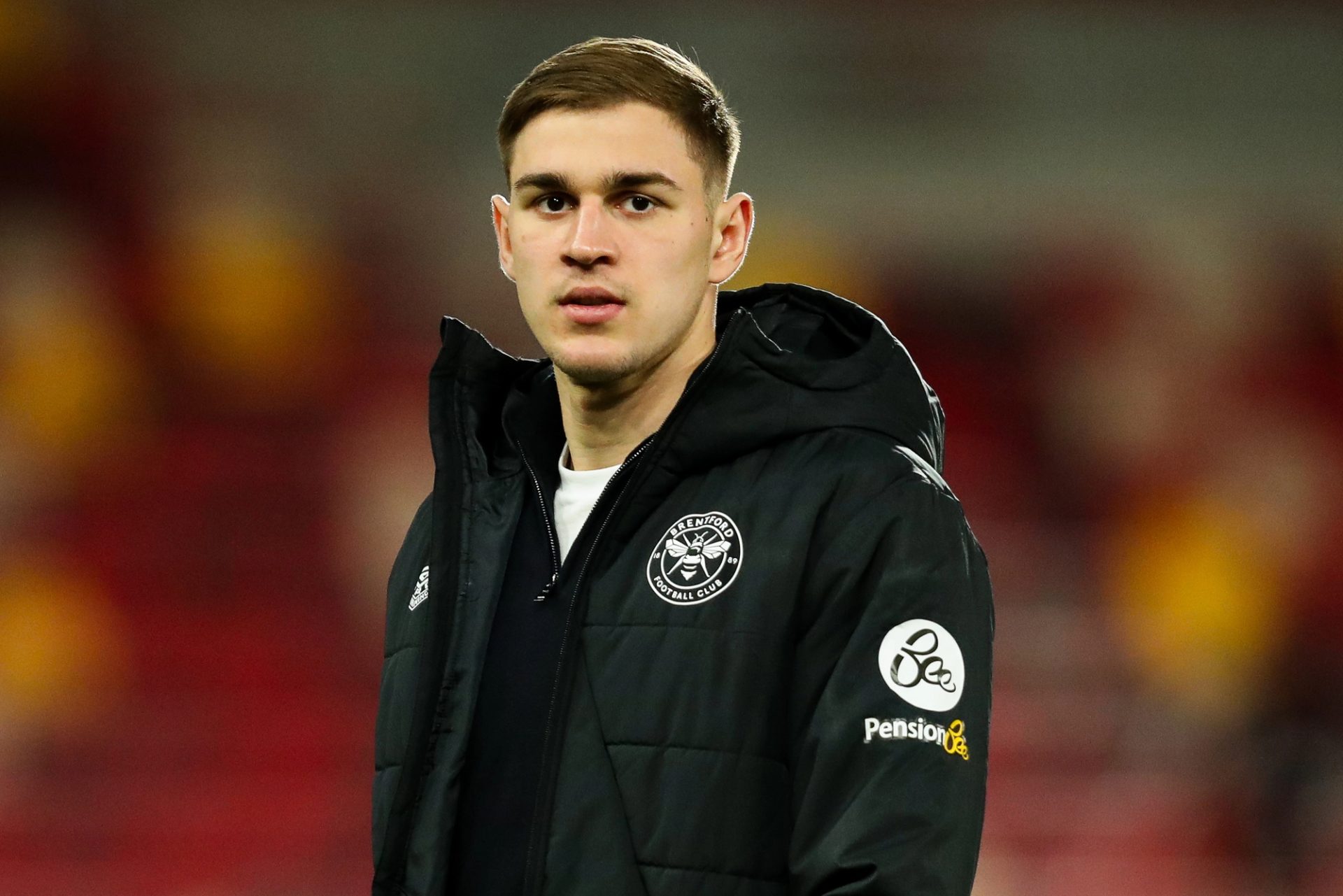 Yehor Yarmoliuk of Brentford arrives at The Gtech Community Stadium prior to the Premier League match Brentford vs Everton at The Gtech Community Stadium, London, United Kingdom, 26th February 2025 — Photo by operations@newsimages.co.uk