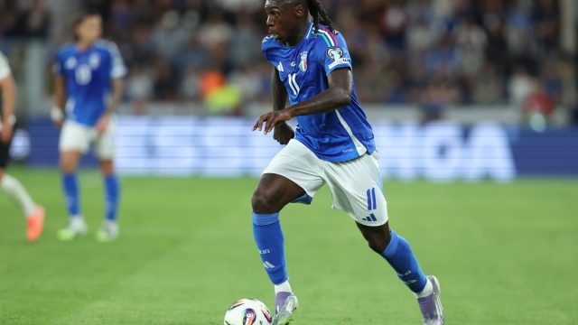 Bergamo, Italy September 5, 2025: Moise Kean of Italy seen in action during the European Fifa World Cup 2026 Qualifier match between Italy and Estonia at New Balance Stadium — Photo by m.iacobucci.tiscali.it