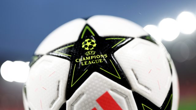 LIVERPOOL, ENGLAND - NOVEMBER 05: The Match ball is pictured during the UEFA Champions League 2024/25 League Phase MD4 match between Liverpool FC and Bayer 04 Leverkusen at Anfield on November 05, 2024 in Liverpool, England. (Photo by Naomi Baker - UEFA/UEFA via Getty Images)