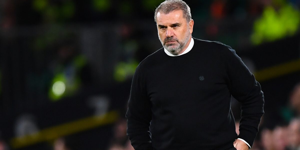 Celtic's Greek Australian head coach Ange Postecoglou reacts during the UEFA Champions League Group F football match between Celtic FC and Shakhtar Donetsk, at the Celtic Park stadium in Glasgow, on October 25, 2022. (Photo by ANDY BUCHANAN / AFP)