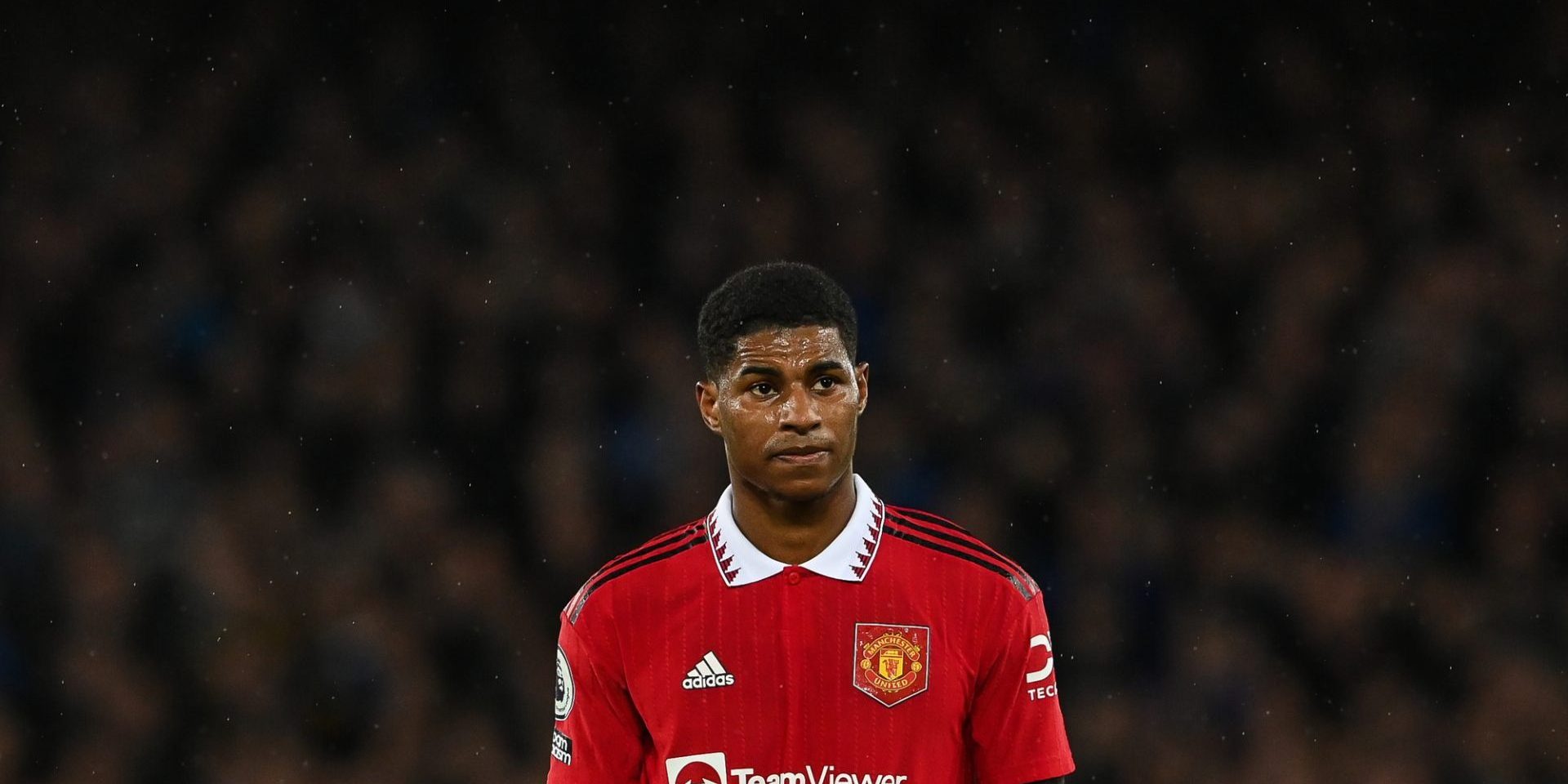 Marcus Rashford #10 of Manchester United during the Premier League match Everton vs Manchester United at Goodison Park, Liverpool, United Kingdom, 9th October 202 — Photo by operations@newsimages.co.uk