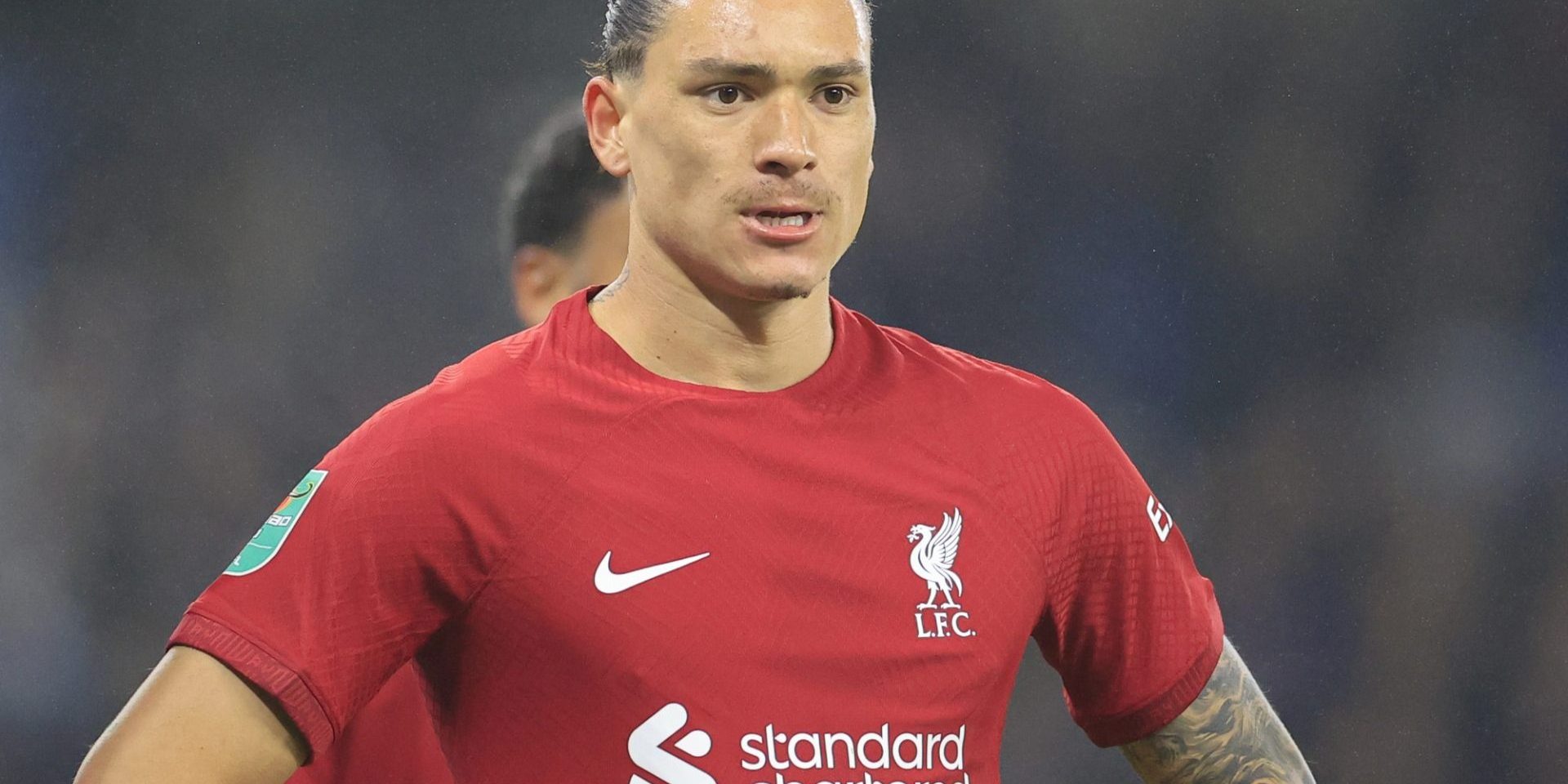 Darwin Nunez #27 of Liverpool during the Carabao Cup Fourth Round match Manchester City vs Liverpool at Etihad Stadium, Manchester, United Kingdom, 22nd December 202 — Photo by operations@newsimages.co.uk
