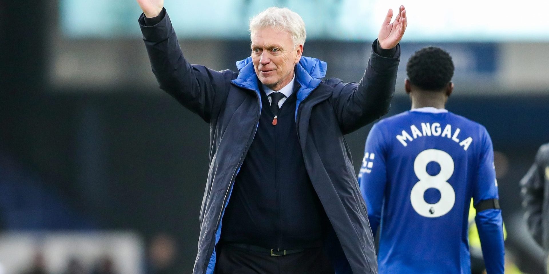 David Moyes of Everton celebrates after the teams victory following the Premier League match Everton vs Tottenham Hotspur at Goodison Park, Liverpool, United Kingdom, 19th January 2025 — Photo by operations@newsimages.co.uk
