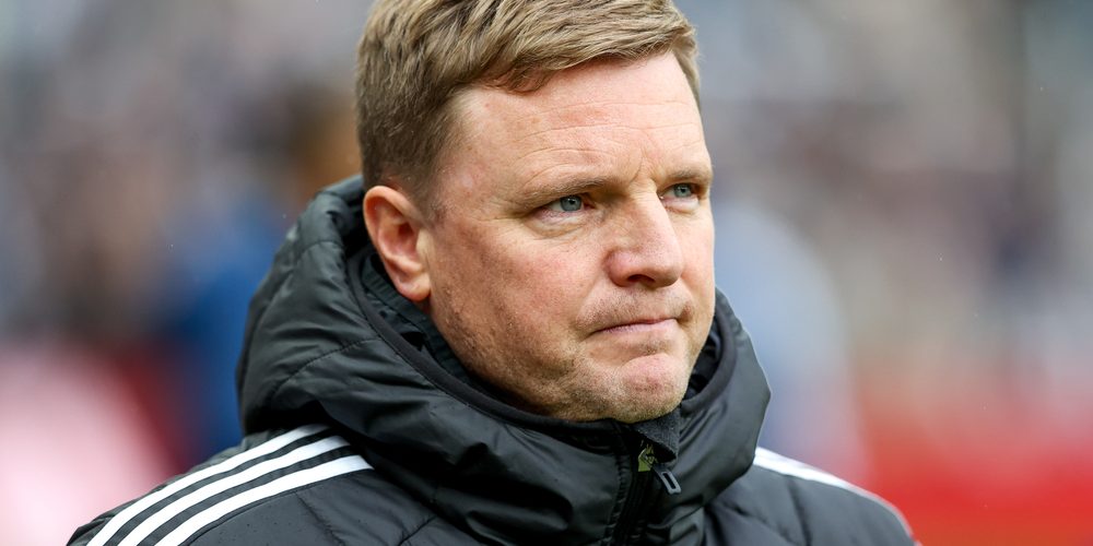 Eddie Howe of Newcastle United looks on during the Premier League match Newcastle United vs Nottingham Forest at St. James's Park, Newcastle, United Kingdom, 23rd February 2025 (Photo by Alfie Cosgrove/News Images)