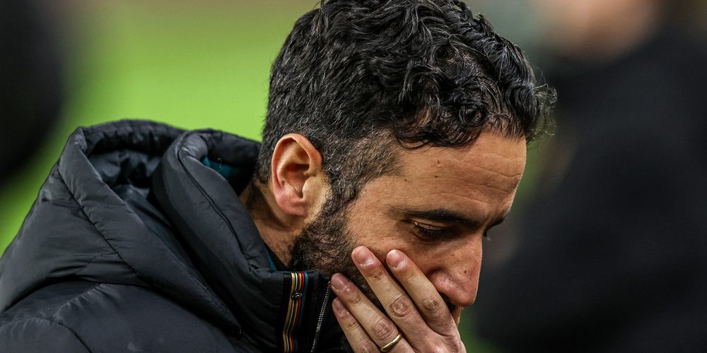 Ruben Amorim manager of Manchester United during the Premier League match Wolverhampton Wanderers vs Manchester United at Molineux, Wolverhampton, United Kingdom, 8th December 2025 — Photo by operations@newsimages.co.uk