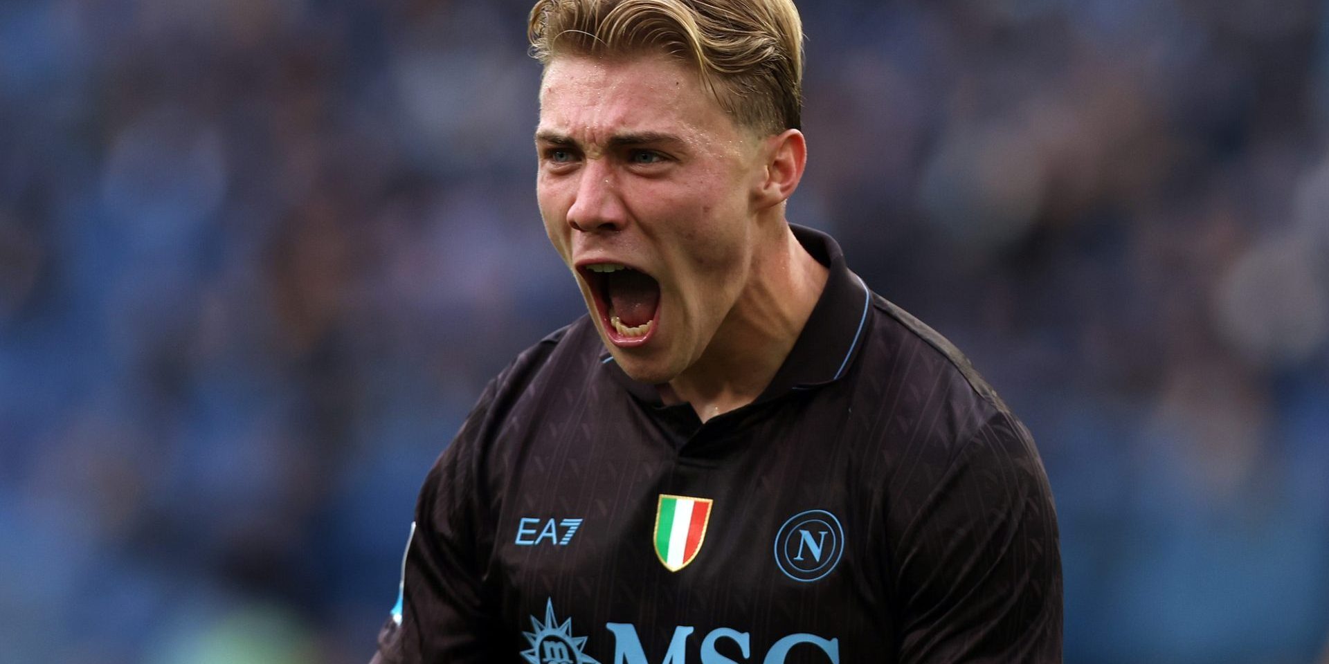 Rome, Italy - January 4, 2026: Rasmus Hojlund of S.S.C. Napoli celebrate Leonardo Spinazzola of S.S.C. Napoli score during the Serie A Enilive 2025-2026 football match between S.S. Lazio vs S.S.C. Napoli at Olympic Stadium — Photo by m.iacobucci.tiscali.it