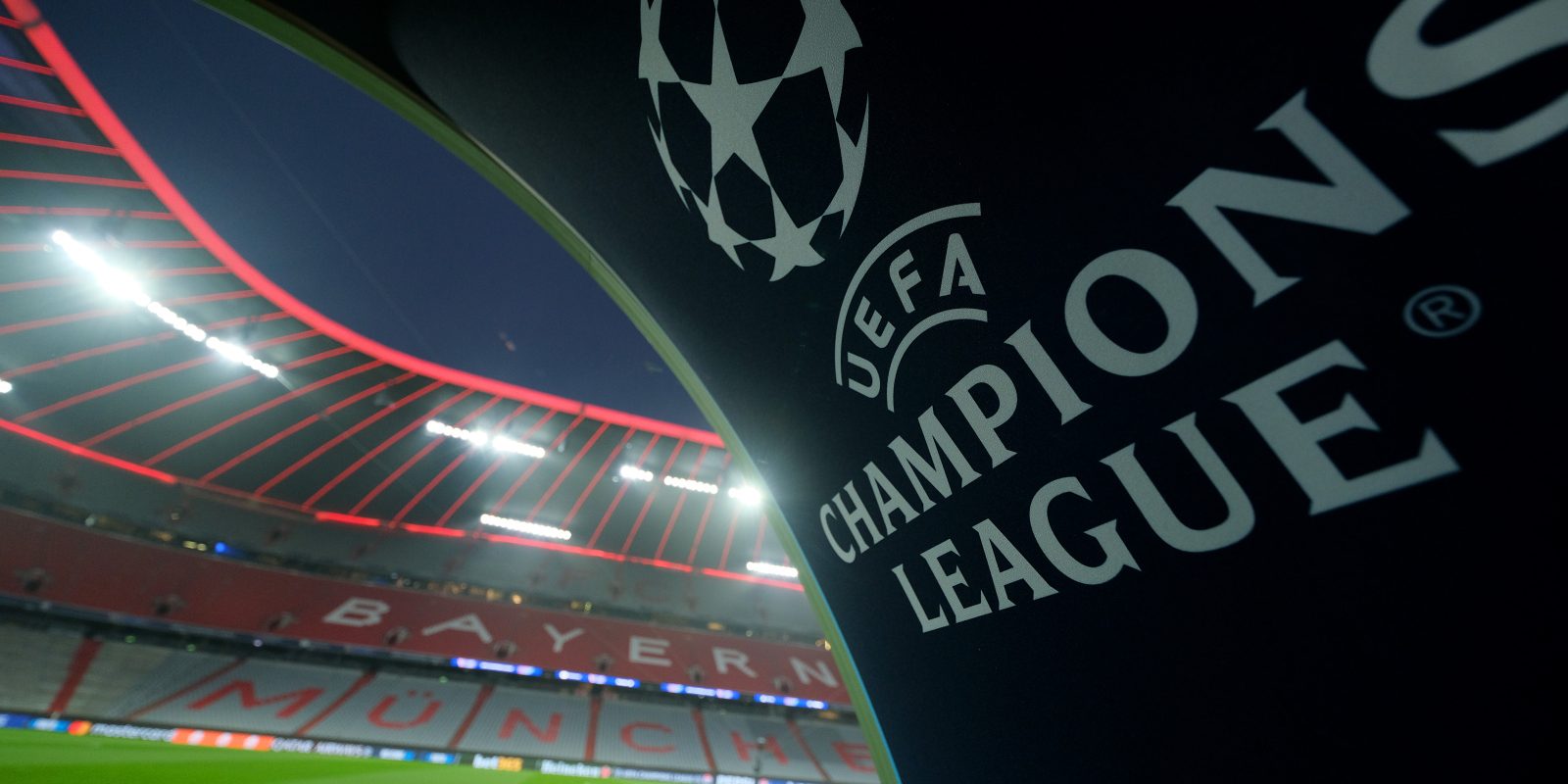 MUNICH, GERMANY - NOVEMBER 06: A detailed view of Champions League branding seen inside the stadium prior to the UEFA Champions League 2024/25 League Phase MD4 match between FC Bayern München and SL Benfica at Football Arena Munich on November 06, 2024 in Munich, Germany. (Photo by Leonhard Simon - UEFA/UEFA via Getty Images)