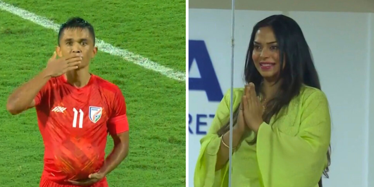 Sunil Chhetri announces pregnancy with goal celebration at Intercontinental Cup