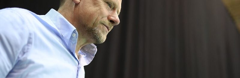 4 November 2021; Peter Schmeichel, former Footballer, backstage at Q&A Stage during day three of Web Summit 2021 at the Altice Arena in Lisbon, Portugal. Photo by Stephen McCarthy/Web Summit via Sportsfile
