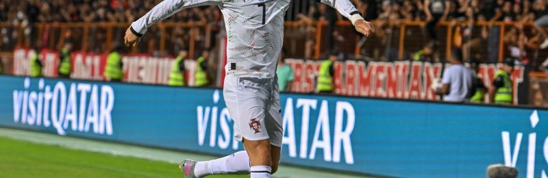 Cristiano Ronaldo celebrating a goal for Portugal