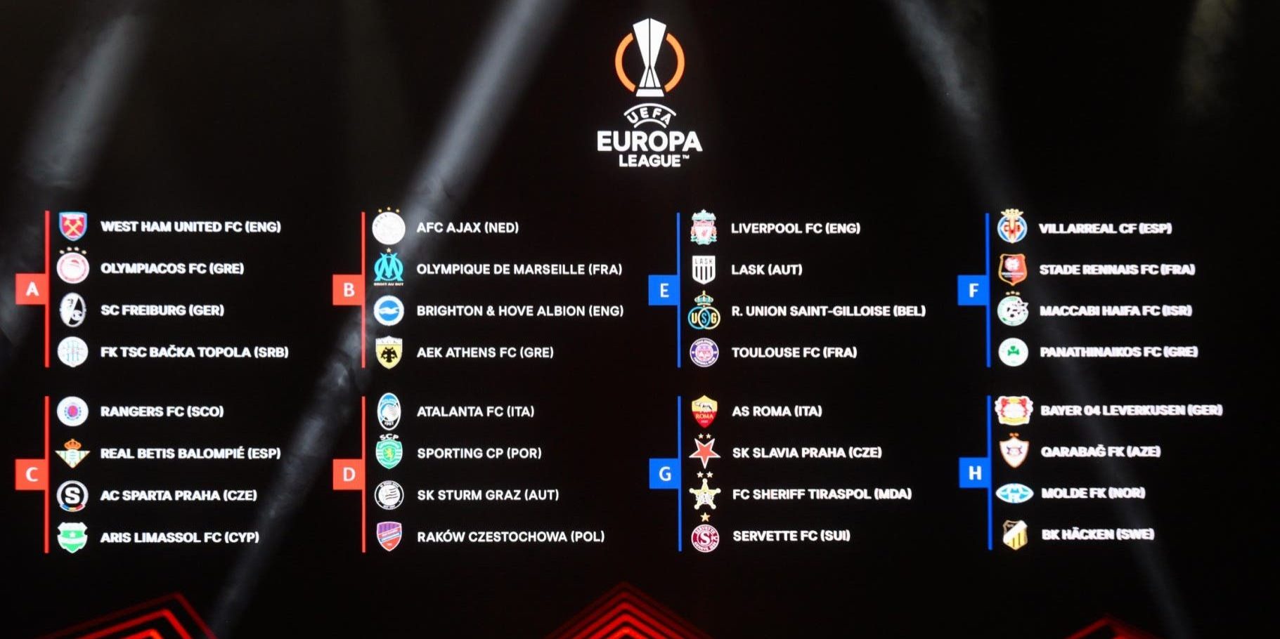 UEFA Europa League 2023-24 group stage draw in full