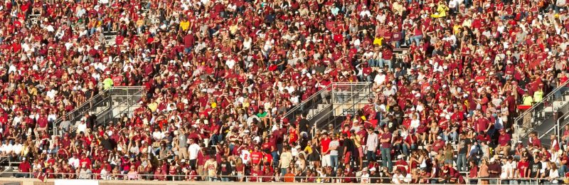 TALLAHASSEE, FL - OCT. 22: Sold out crowd at Doak Campbell Stadium, home venue for Florida State University Seminole Football team. The stadium has a seating capacity of 82,300, making it the fourteenth largest stadium in the NCAA. — Photo by TallyPic